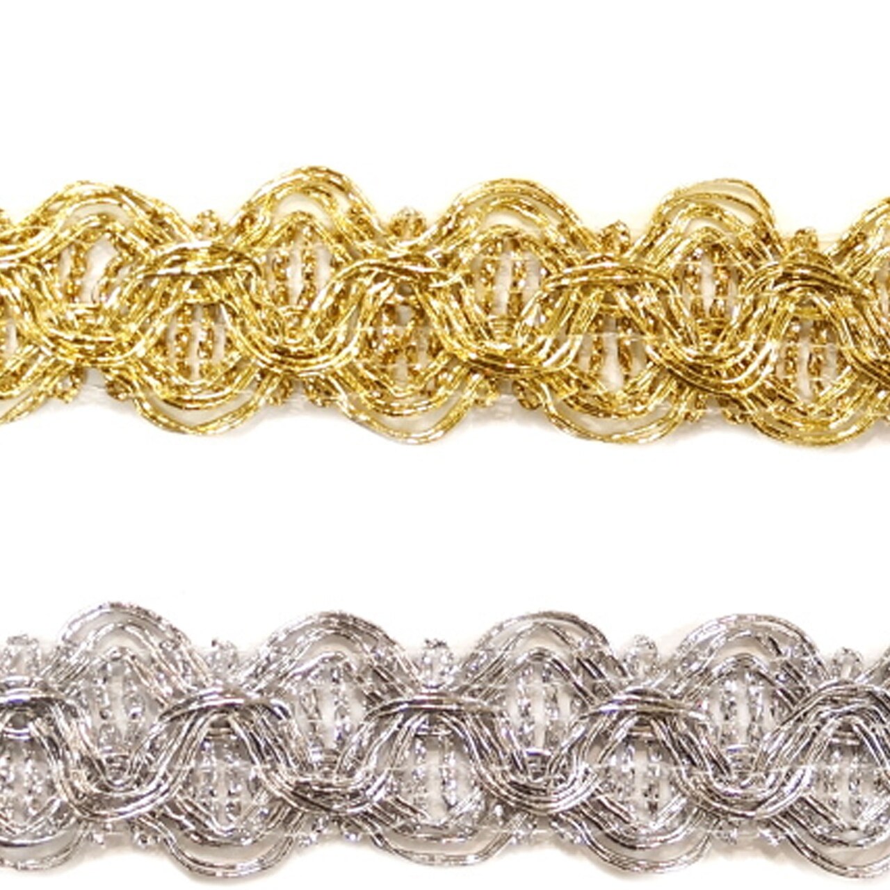 3/4"x 15 Yards Silver Metallic Lace Trim 5 Packs Metallic Trim